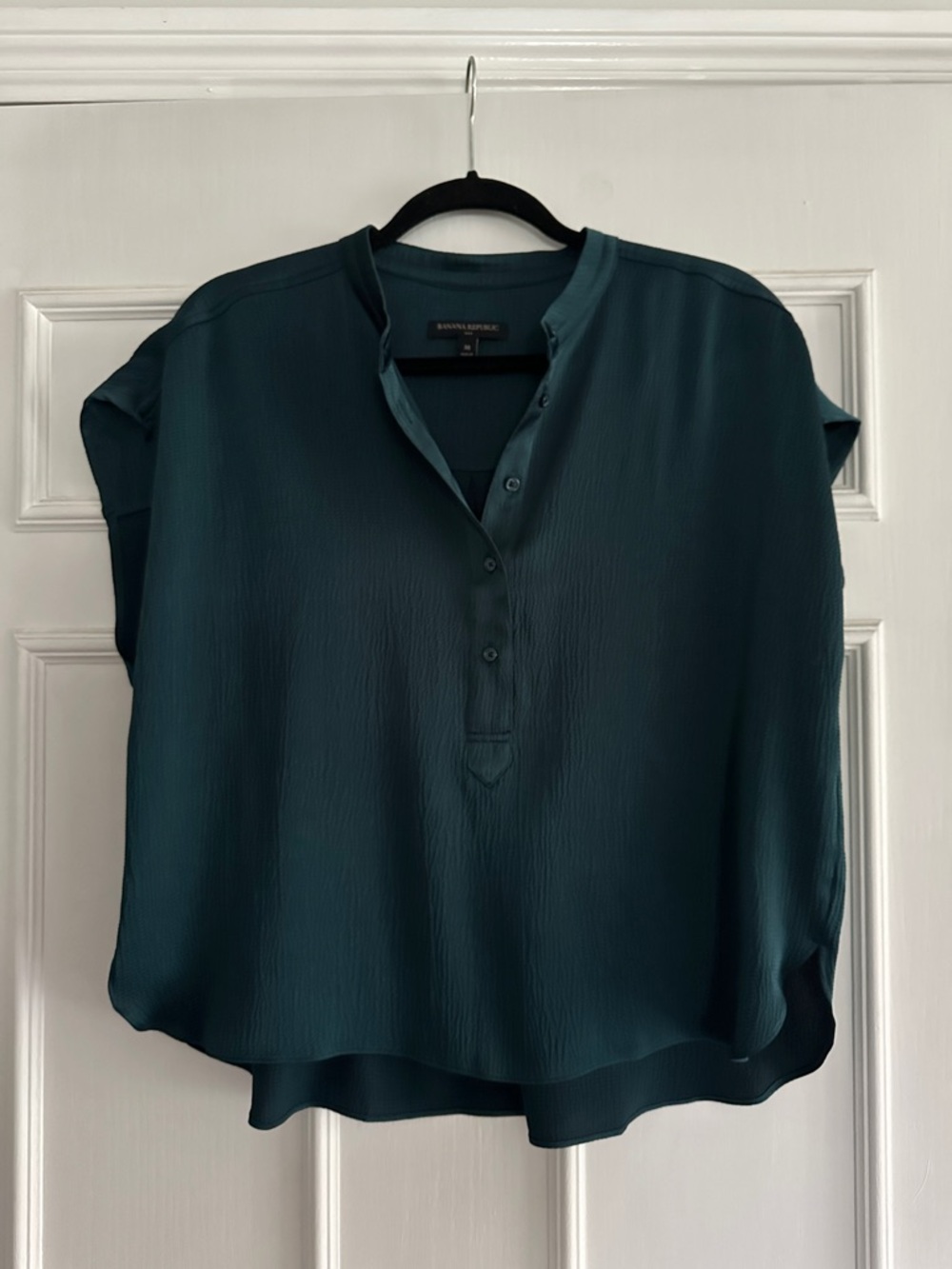 Banana Republic Teal Short-Sleeve Henley Blouse